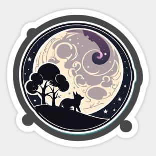 Magical fox and moon dark silhouette design Sticker